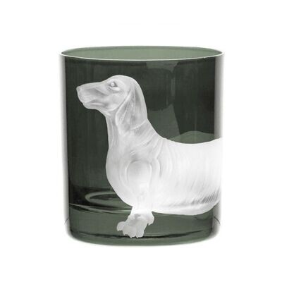 Glas Double Old Fashioned "DOGS - Dachshund", smoke