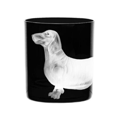 Glas Double Old Fashioned "DOGS - Dachshund", black