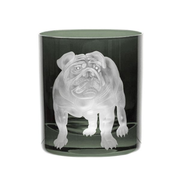 Glas Double Old Fashioned "DOGS - Bulldogge", smoke