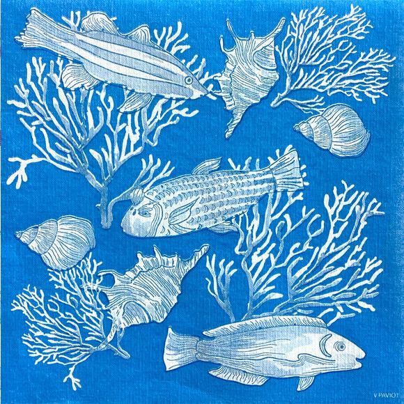 Paviot Serviette "Fond Marin" 25x25cm