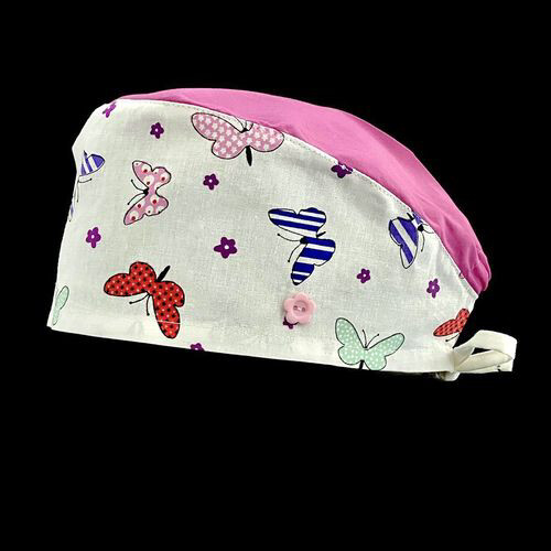Cuffia Farfalle Rosa C/Bottoncini Reggi Mascherina Chirurgica