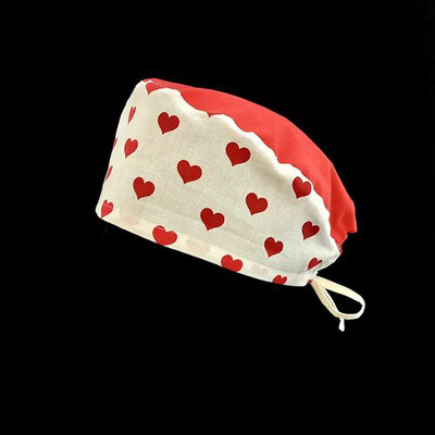 Cuffia Cuori Bianca Calotta Corallo