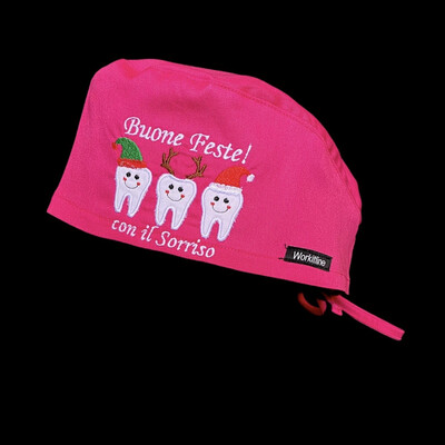 Cuffia C/Ricamo Buone Feste con il Sorriso Vari Colori