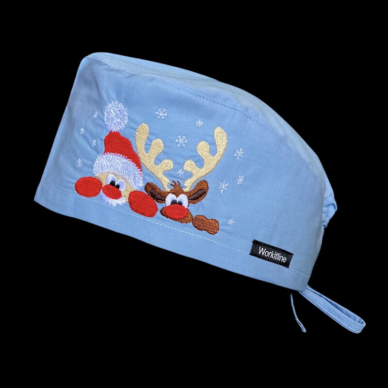 Cuffia C/Ricamo Babbo Natale & Rudolph Vari Colori Cuffia C/Ricamo Babbo Natale & Rudolph Vari Colori
