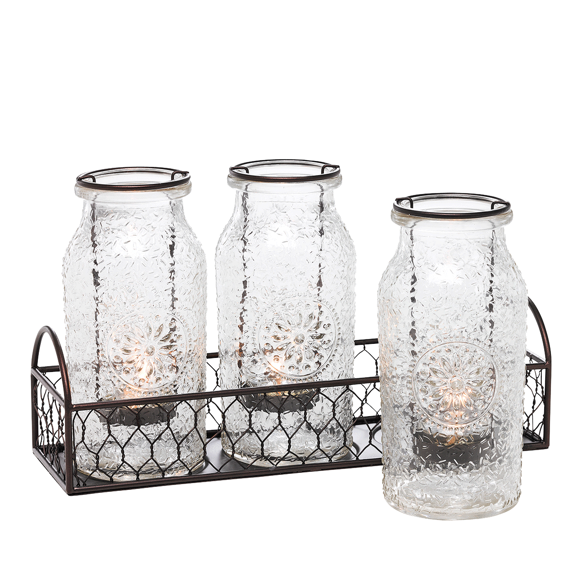 PartyLite© Teelichthalter Vintage-Flaschen, Trio