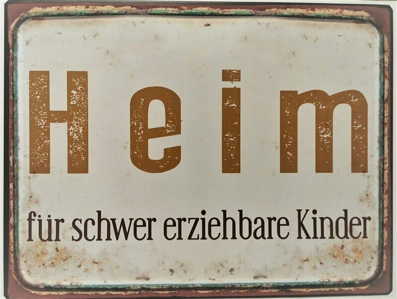 Schild Schild "Heim für...", ca. H26cm B35cm, Metall, Papieraufzug