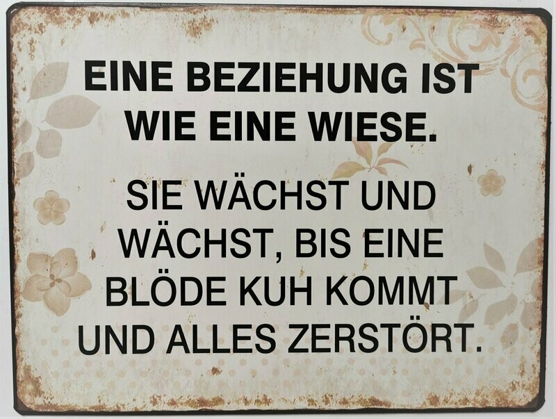 Schild Schild "Blöde Kuh", ca. H26cm B35cm, Metall, Papieraufzug