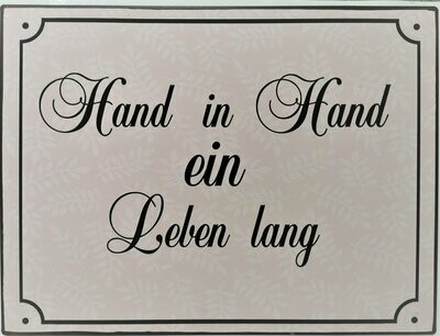 Schild "Ein Leben lang", ca. H26cm B35cm, Metall, Papieraufzug