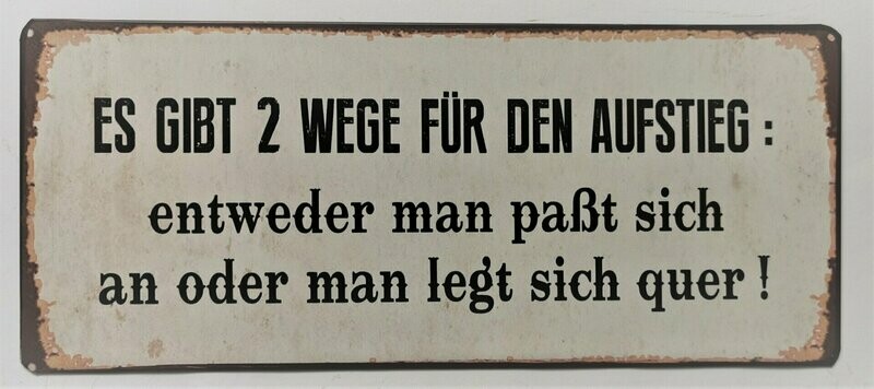 Schild Schild "2 Wege", ca. H13cm B30,5cm, Metall, Papieraufzug