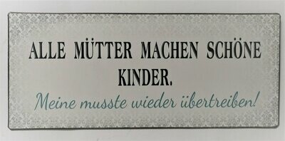 Schild "Schöne Kinder", ca. H13cm B30,5cm, Metall, Papieraufzug