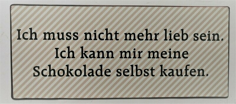 Schild Schild "Schokolade", ca. H13cm B30,5cm, Metall, Papieraufzug
