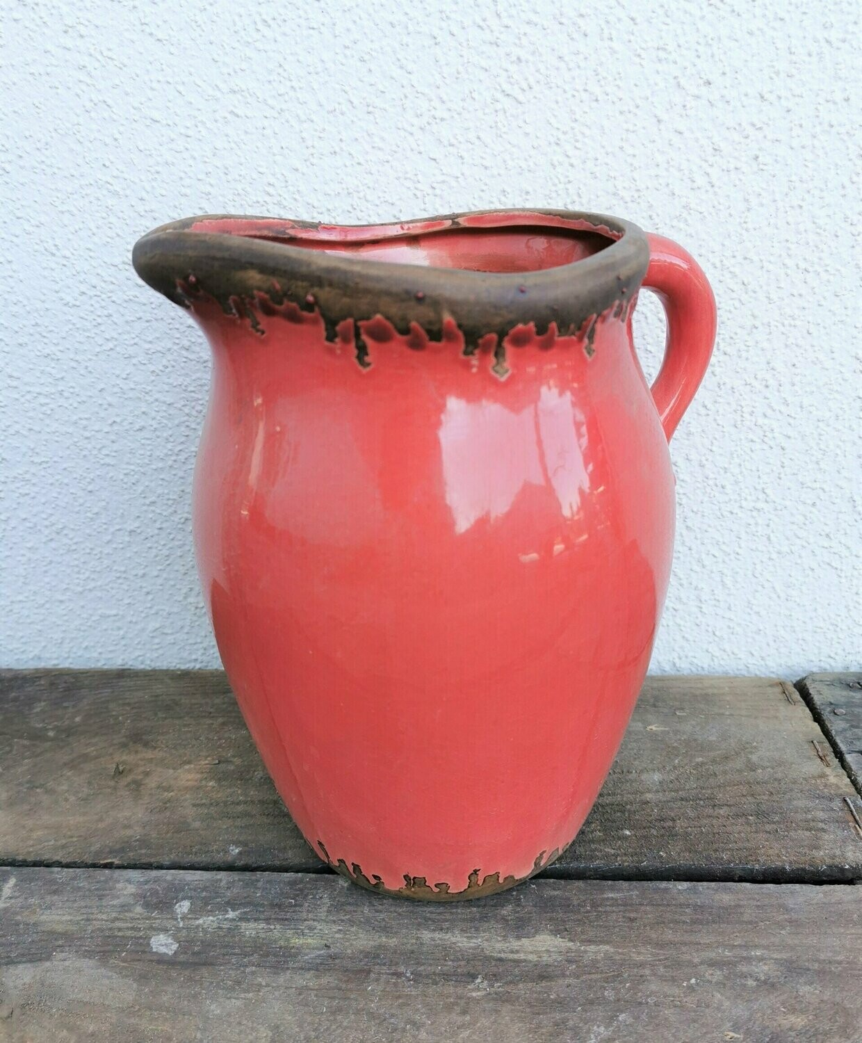 Krug, H25cm dm17cm, Keramik erdbeerrot