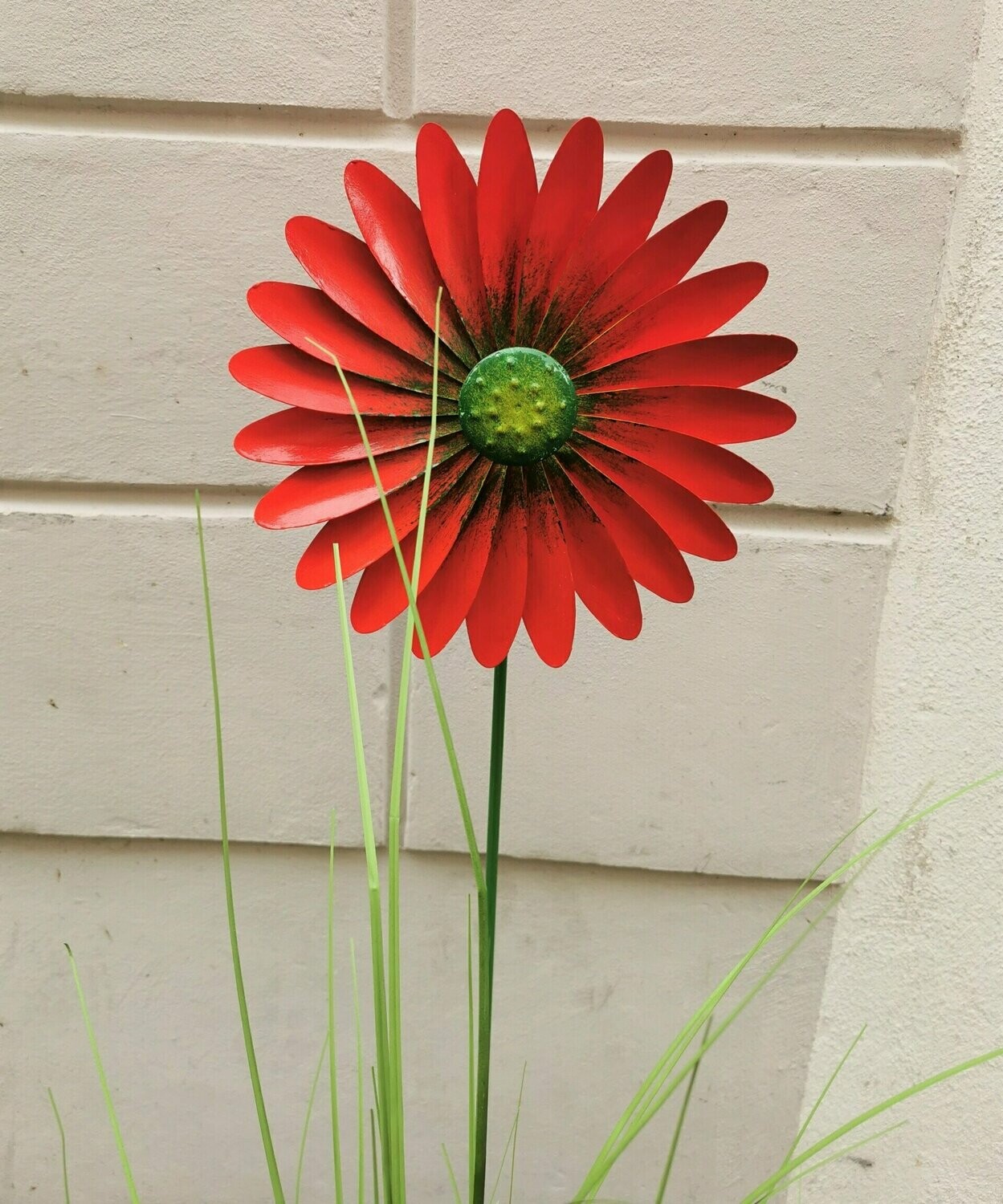 Windrad Blume erdbeerrot, H 90cm,  Blumen-dm 29cm;