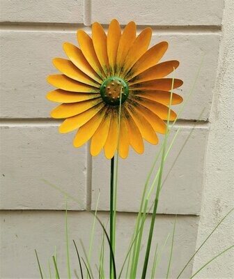 Windrad Blume sonnengelb, H 90cm, Blumen-dm 29cm;