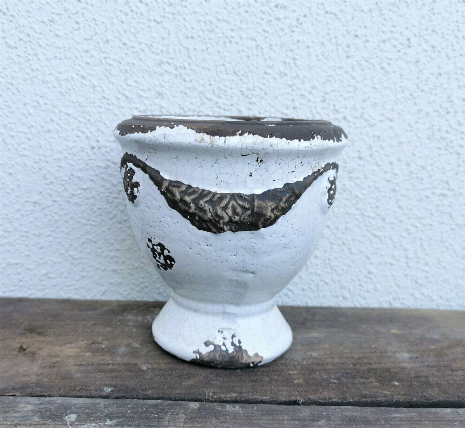 Übertopf Keramik klarweiß, H14cm für 10er Topf