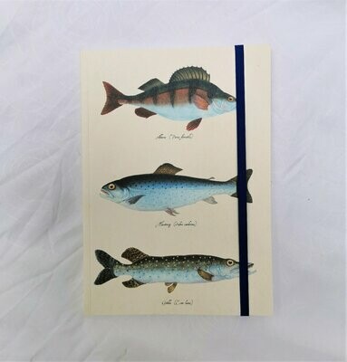 Notizbuch "Fische"; Blanco, ca 70 Blatt mit Gummiband-Einmerker; H21cm B10,5cm