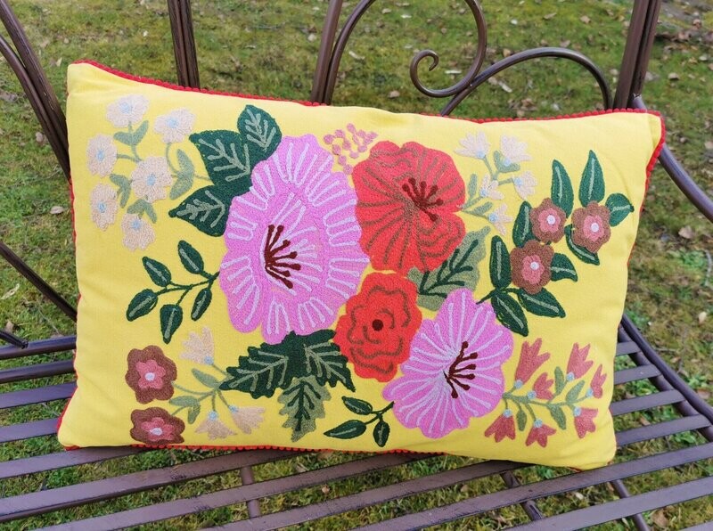 Kissen Baumwolle „Flower IV“, mit Inlett, 60x40cm, Fair Trade; Kissen Baumwolle „Flower IV“, mit Inlett, 60x40cm, Fair Trade;