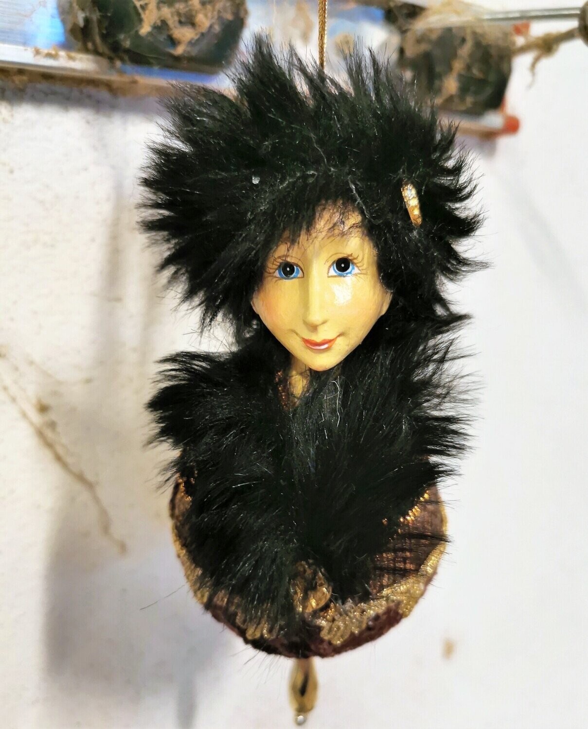 Dekohänger Madame Owlowska, H16cm dm 9cm; Textil