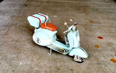 Motorrad Roller Oldtimer, Metall; L27,5cmB10cmH13,5cm; türkisfarben; used Look; mit kleiner Pflanzmöglichkeit