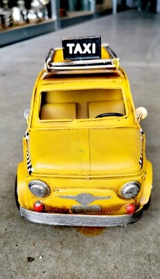 Auto Taxi New York Oldtimer, Metall; L26,5cmB13cmH14,5cm; gelb; used Look; mit Bilderrahmenfunktion und Spardose