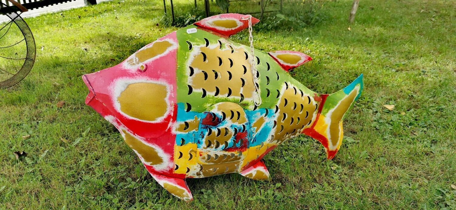 Fisch Windlicht, Metall; Unikate; mehrfarbig; H50cm L75cm T15cm; SONDERPREIS statt 149,00;