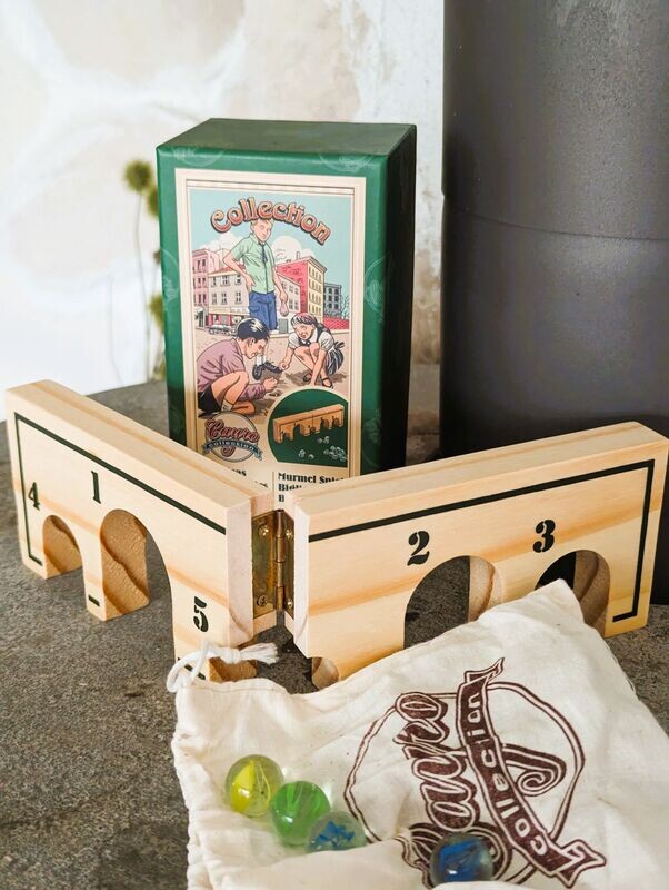 Holzspielzeug Murmeln, Holz/Glas; in nostalgisch gestalteter Verpackungsbox H7cm B8cm L15cm Holzspielzeug Murmeln, Holz/Glas; in nostalgisch gestalteter Verpackungsbox H7cm B8cm L15cm