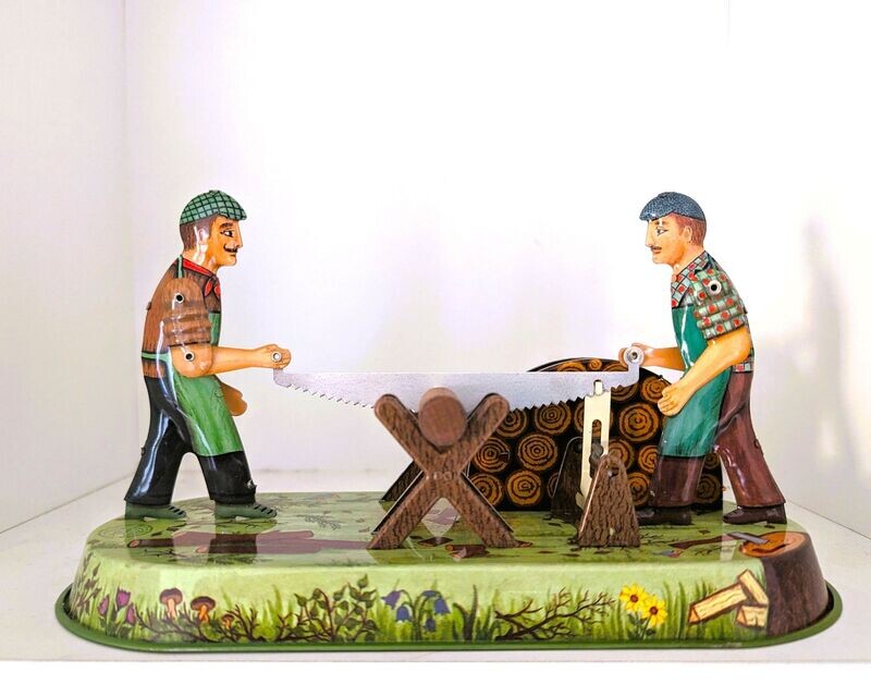 Blechspielzeug Blechspielzeug "Die 2 Holzhackerbuam", ca. H12cm L13cm B9,5cm, Metall