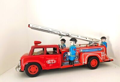 Blechspielzeug Feuerwehrauto, ca. H8,5cm B6,5cm L26cm, Metall