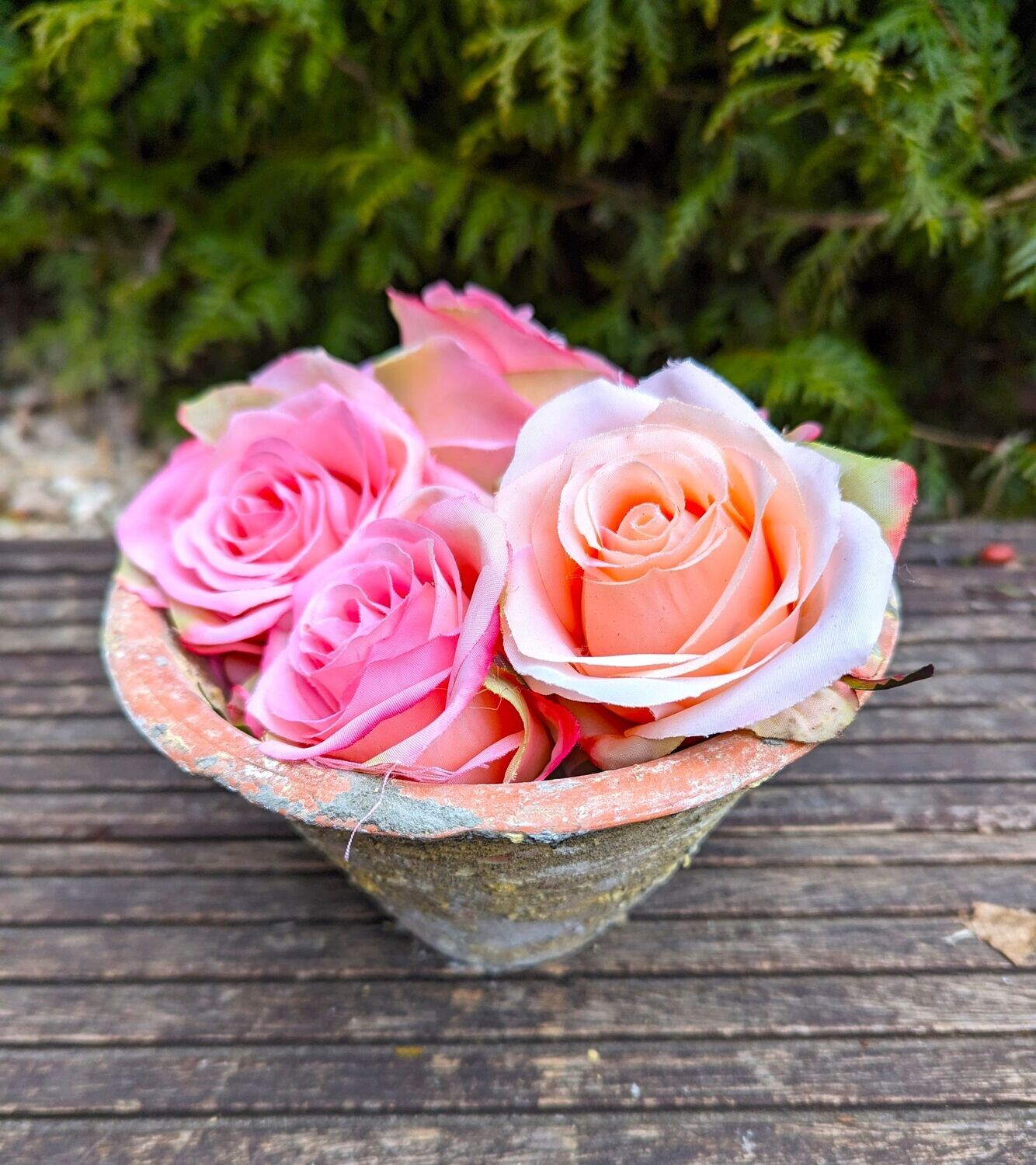 Pflanztopf Keramik,Harztopf Imitat; H9-10,5cm Dm 6-14cm; wasserdicht; jeder Topf fällt anders aus