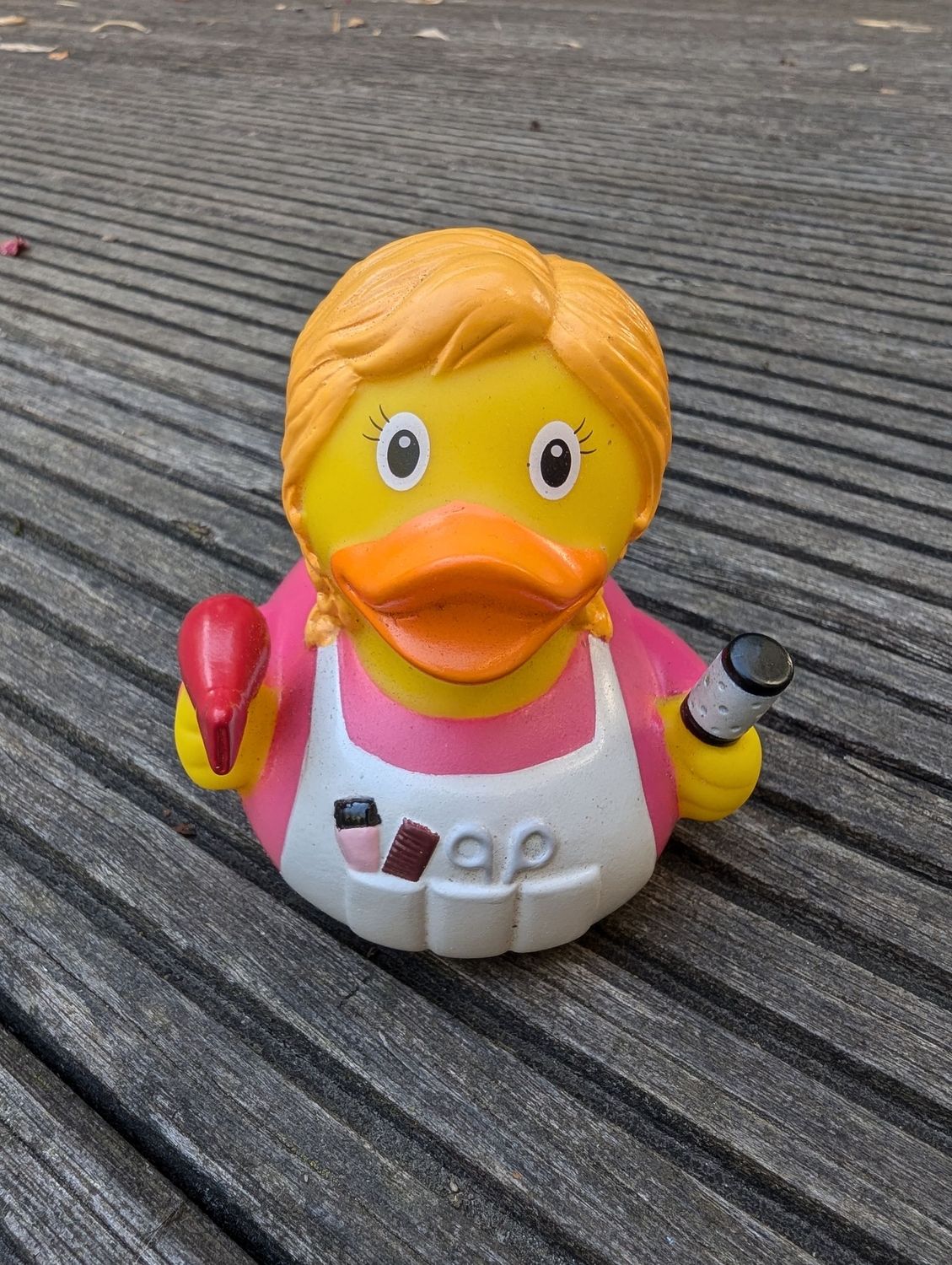 Quietschente "Hairdress"; H8cm L9cm B7,5cm