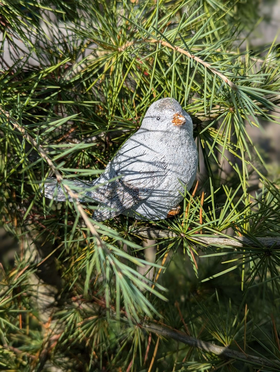 Dekovogel weiß/selber beglittert; Keramik;H6cm B4,5cm L8,5cm