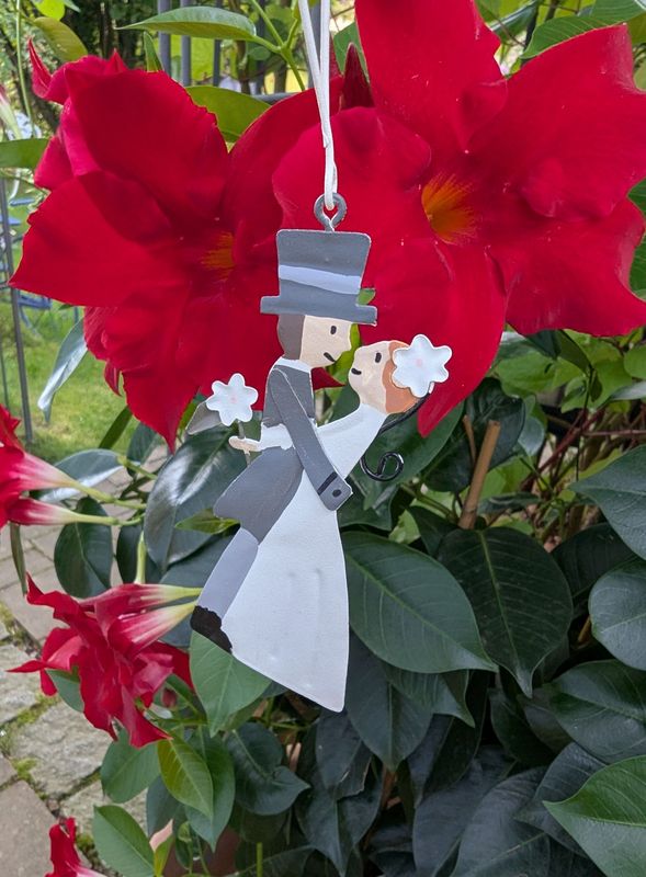Schutzengel für Hochzeitspaare; Metall zum Aufhängen; H10cm Aufhängung L7cm