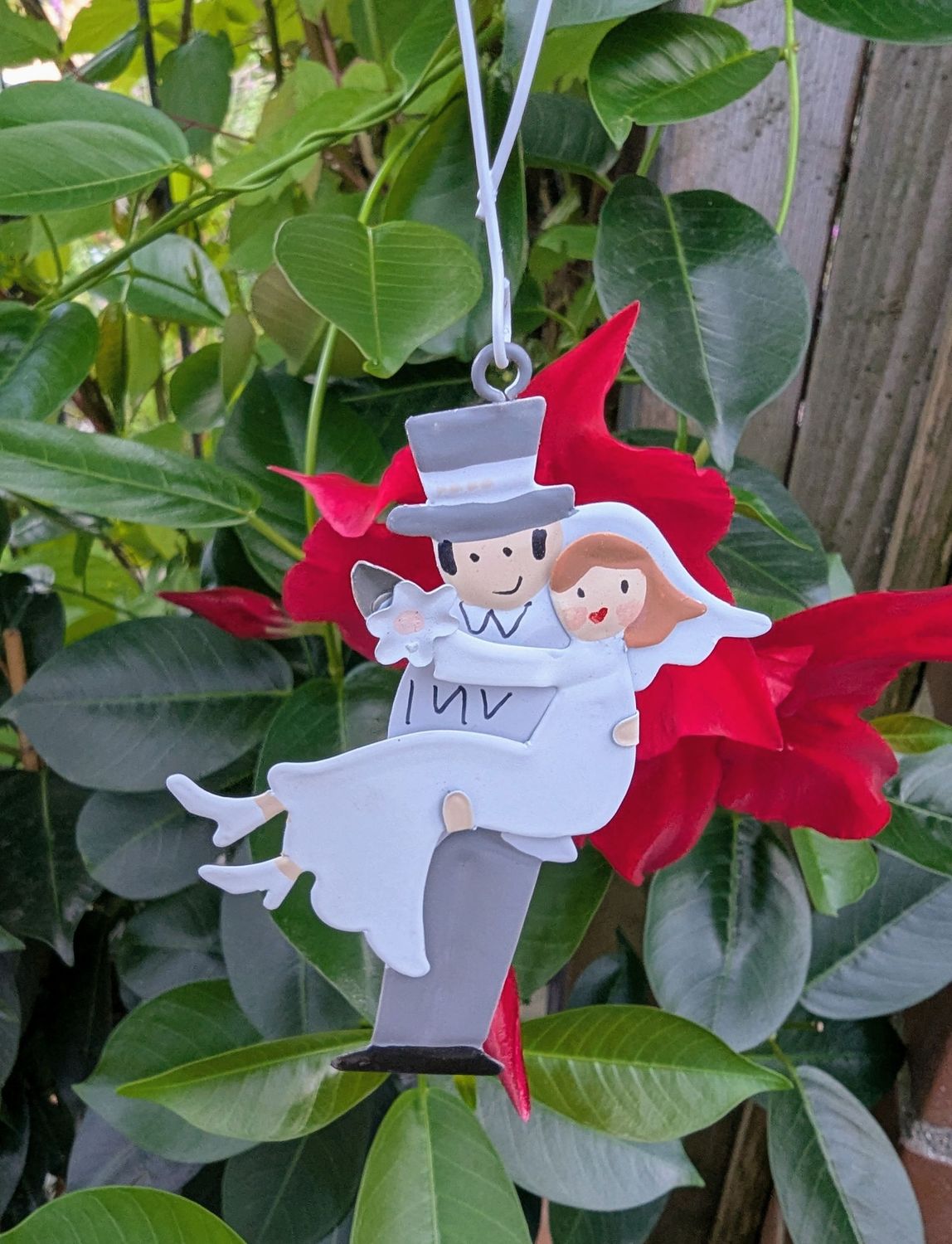 Schutzengel für Hochzeitspaare; Metall, zum Aufhängen; H10cm Aufhängung L7cm