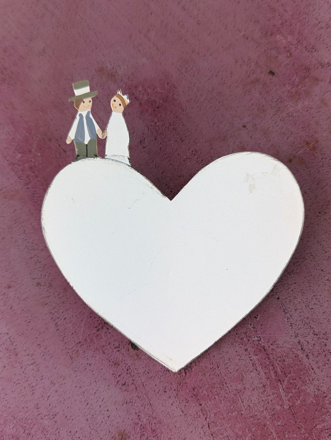 Clip Herz mit Hochzeitspaar Metall, H9-11cm B10cm