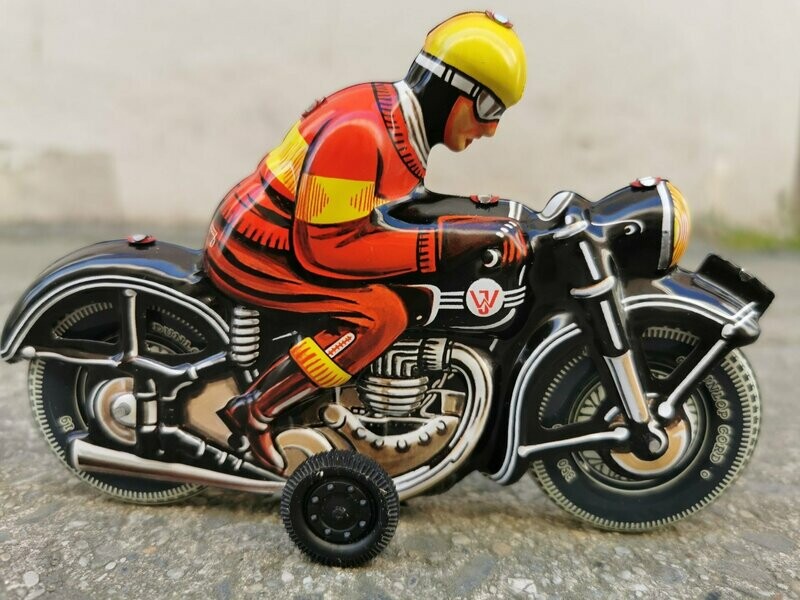 Blechspielzeug Motorradfahrer, Black Rider, ca.H10cm B16cm, Metall; Nachbau TippCo Blechspielzeug Motorradfahrer, Black Rider, ca.H10cm B16cm, Metall; Nachbau TippCo