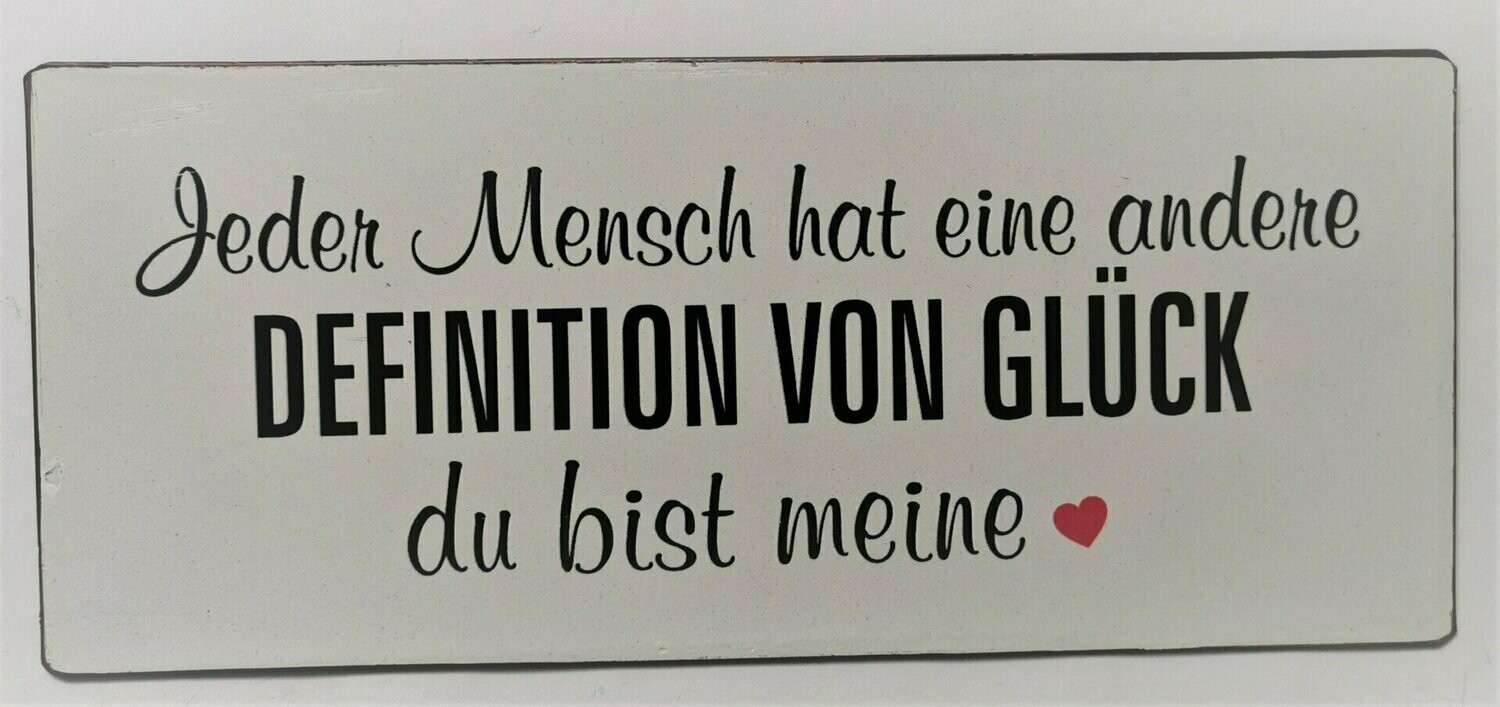 Schild "Definition von Glück", ca. H13cm B30,5cm, Metall, Papieraufzug