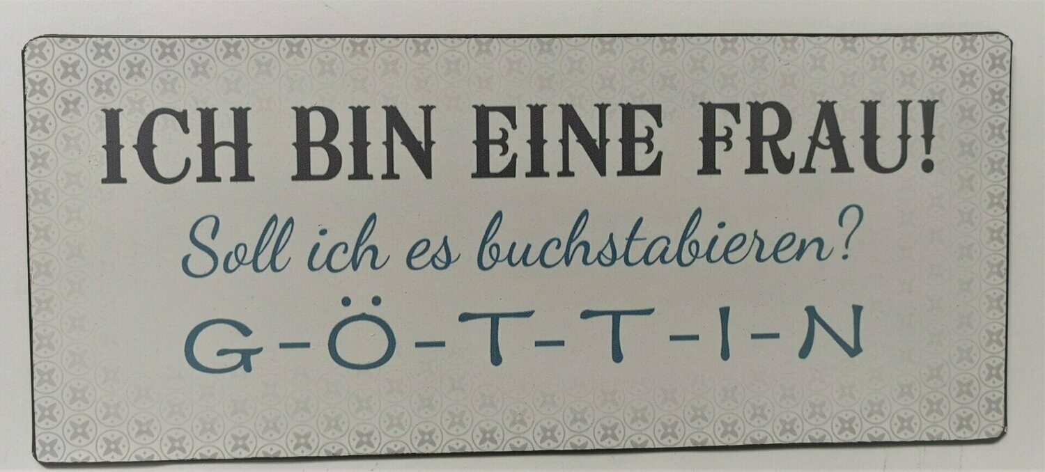 Schild "Göttin", ca. H13cm B30,5cm, Metall, Papieraufzug