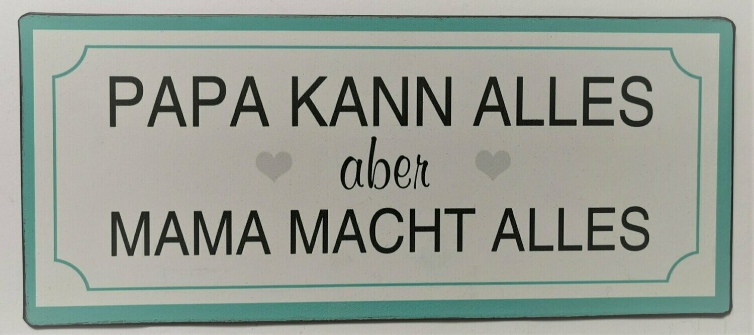 Schild "Papa, Mama", ca. H13cm B30,5cm, Metall, Papieraufzug