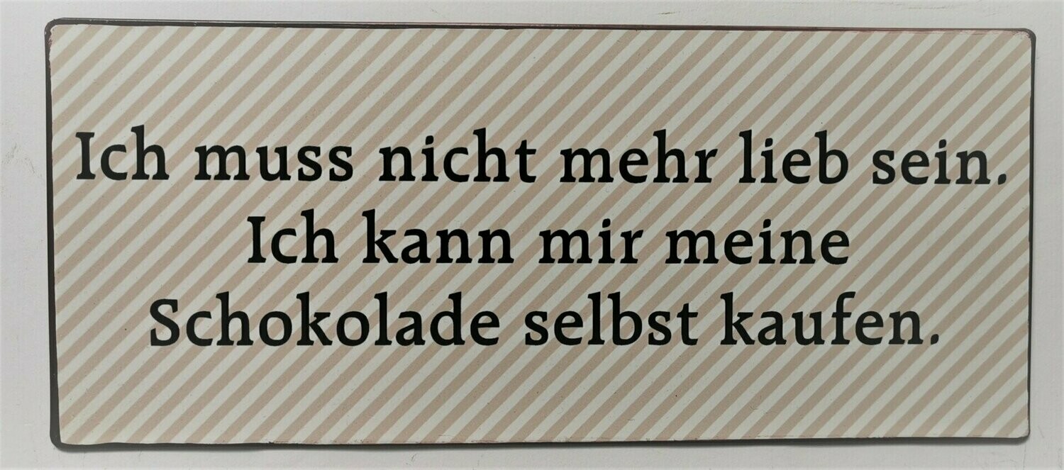 Schild "Schokolade", ca. H13cm B30,5cm, Metall, Papieraufzug