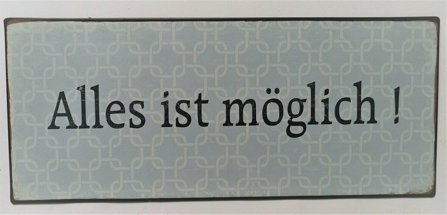 Schild "Alles", ca. H13cm B30,5cm, Metall, Papieraufzug