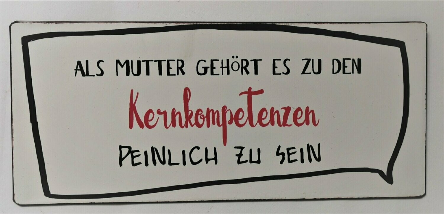Schild "Kernkompetenzen", ca. H13cm B30,5cm, Metall, Papieraufzug
