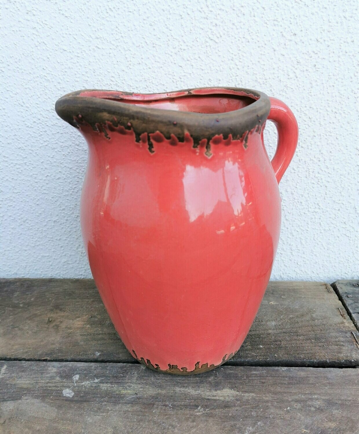 Krug, H25cm dm17cm, Keramik erdbeerrot----Abverkauf statt 24,50€