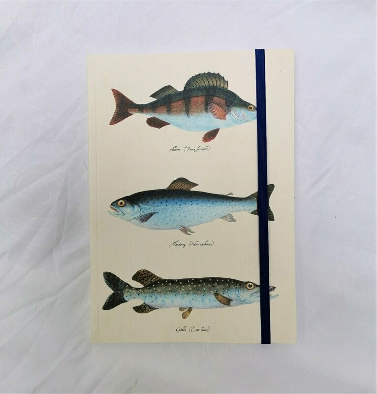 Notizbuch Notizbuch "Fische"; Blanco, ca 70 Blatt mit Gummiband-Einmerker; H21cm B10,5cm