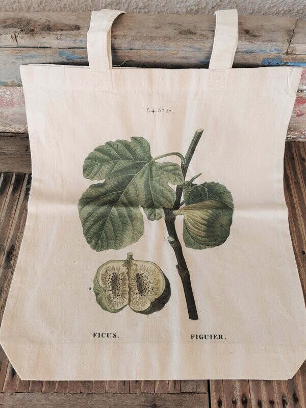 Tasche Stoff Feige, Standardgröße H38,5cm B37,5cm T7,5cm; Farbdruck, waschbar; Henkellänge27cm; Tasche Stoff Feige, Standardgröße H38,5cm B37,5cm T7,5cm; Farbdruck, waschbar; Henkellänge27cm;