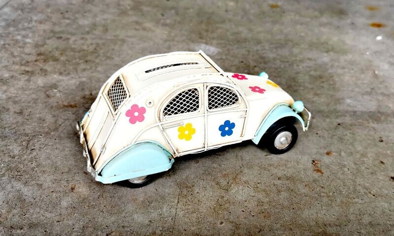 Auto Ente Oldtimer, Auto Ente Oldtimer, "Pril-Ente"; Metall; cremefarben/hellblau; L17,5cmB8,5cmH8cm; Spardose