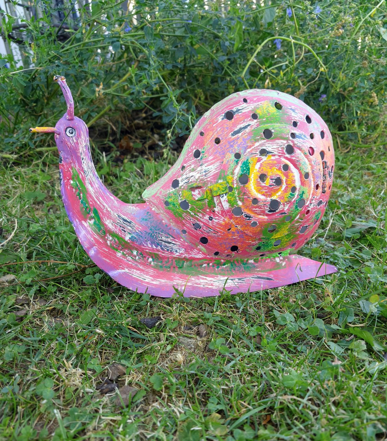 Windlicht Schnecke, Metall, mehrfarbig; H19,5cm B12,5cm L28,5cm; Windlicht Schnecke, Metall, mehrfarbig; H19,5cm B12,5cm L28,5cm;