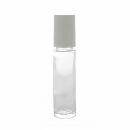 FLACON ROLL-ON EN VERRE BLANC ET BILLE PLASTIQUE
