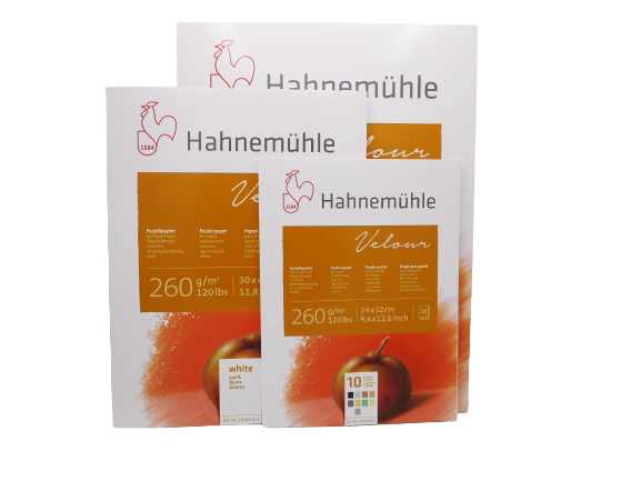 Hahnemühle Pastellpapier Velour, 260 g / m², Block mit 10 Blatt weiß oder farbig sortiert