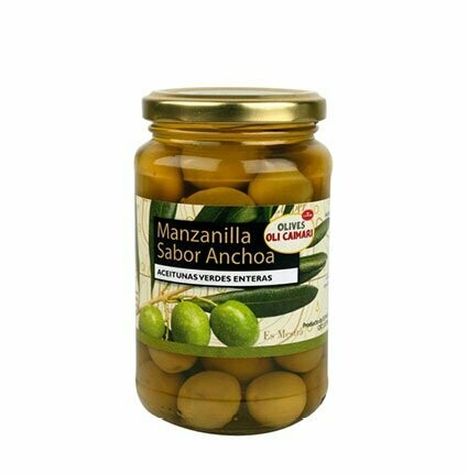 OLIVES OLI CAIMARI. Aceitunas manzanilla sabor Anchoa. 350 g