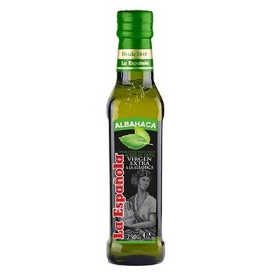 LA ESPAÑOLA. Condimento aceite de oliva virgen extra a la albahaca. 250 ml